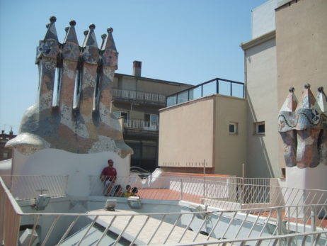 Chimneys on Casa Mila in Barcelona Chimneys on Casa Mila in Barcelona