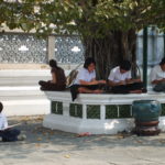 Students who draws in Bangkok Photo of art school students who draws in the Grand Palace in Bangkok.