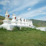 Mongolian buddhist stupas in Amarbayasgalant monastery
