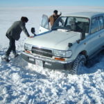 Car stuck in the snow - Mongolia Car stuck in the snow - Mongolia