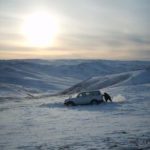 Car stuck in the snow - Mongolia Car stuck in the snow - Mongolia