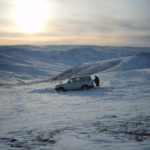 Car stuck in the snow - Mongolia Car stuck in the snow - Mongolia