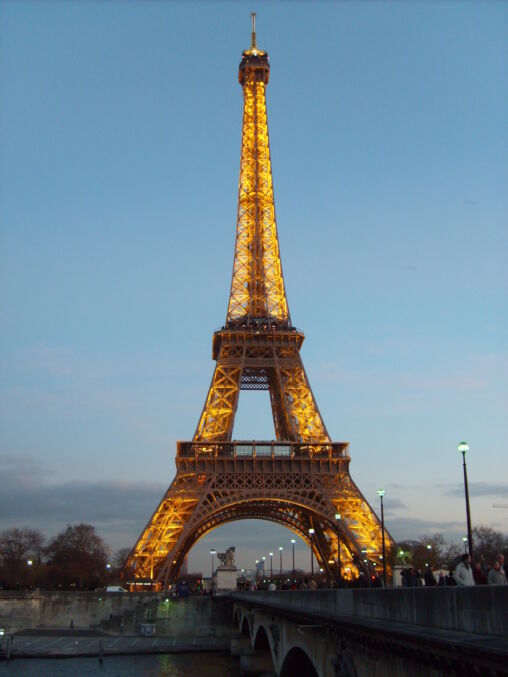 Lighted Eiffel tower in Paris