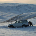 Car sunk in snow - Mongolia