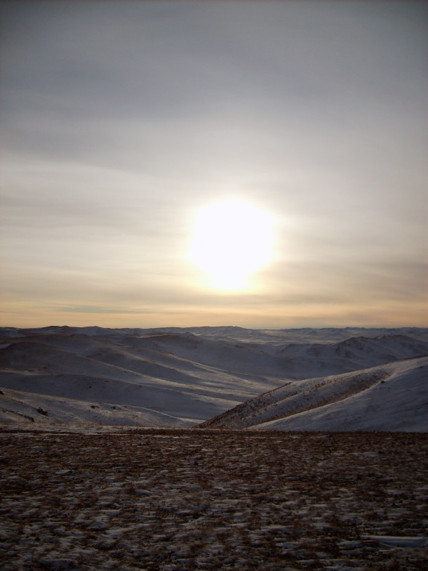 Free photo: Frozen steppe in Mongolia
