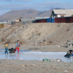 Mongolian kids on ice
