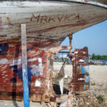 Old ship propeller and rudder