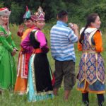 Mongolians in traditional costumes