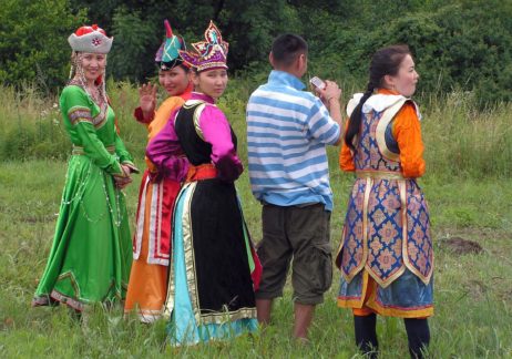 Mongolians in traditional costumes Mongolians in traditional costumes