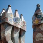 Mosaic chimneys of Casa Batllo Gaudi Chimneys in Barcelona