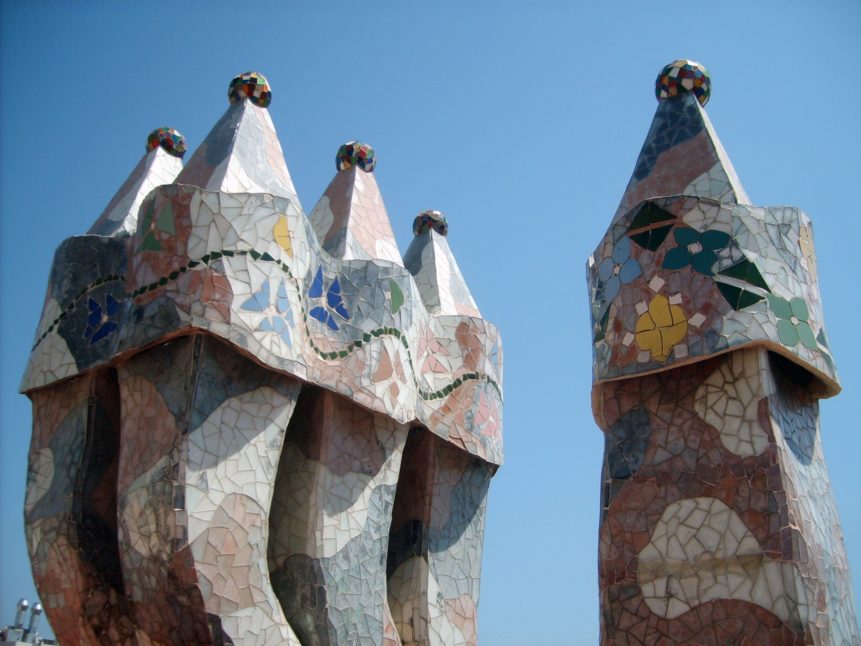 Free photo: Gaudi Chimneys in Barcelona