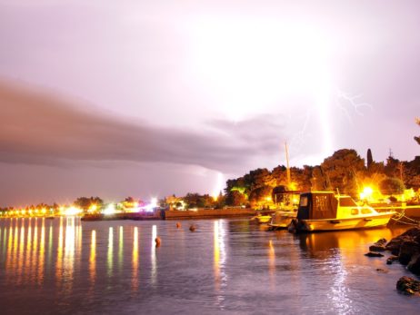 Lightning, Boats And Sea Lightning, Boats And Sea