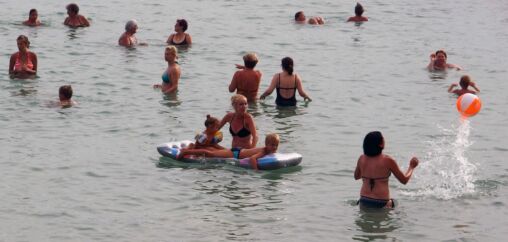 Family Basking In The Sea
