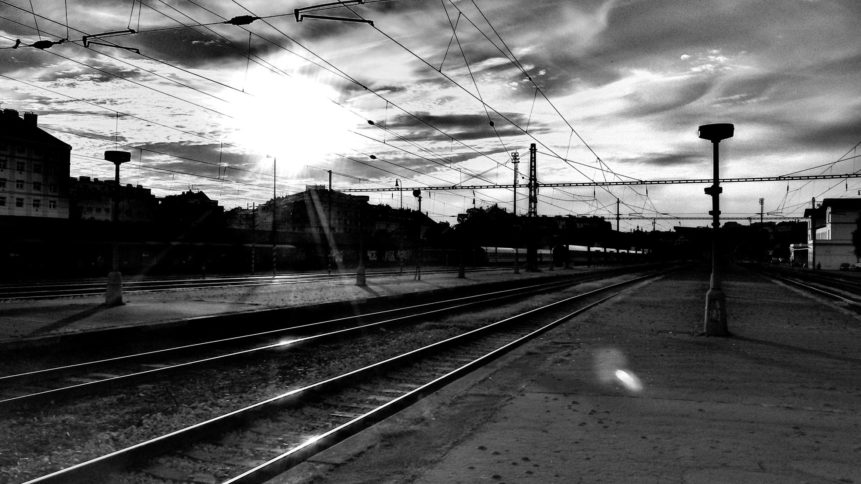 Free photo: Sunset at the Railway Station