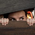 Woman playing hide and seek Free photo: Woman playing hide and seek