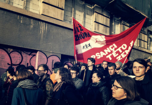 Människor vid demonstrationen