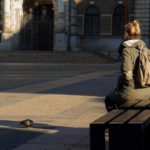 Free photo: Waiting woman with a pigeon