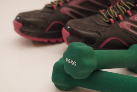 Fitness Dumbbells And Sport Shoes Fitness Dumbbells And Sport Shoes