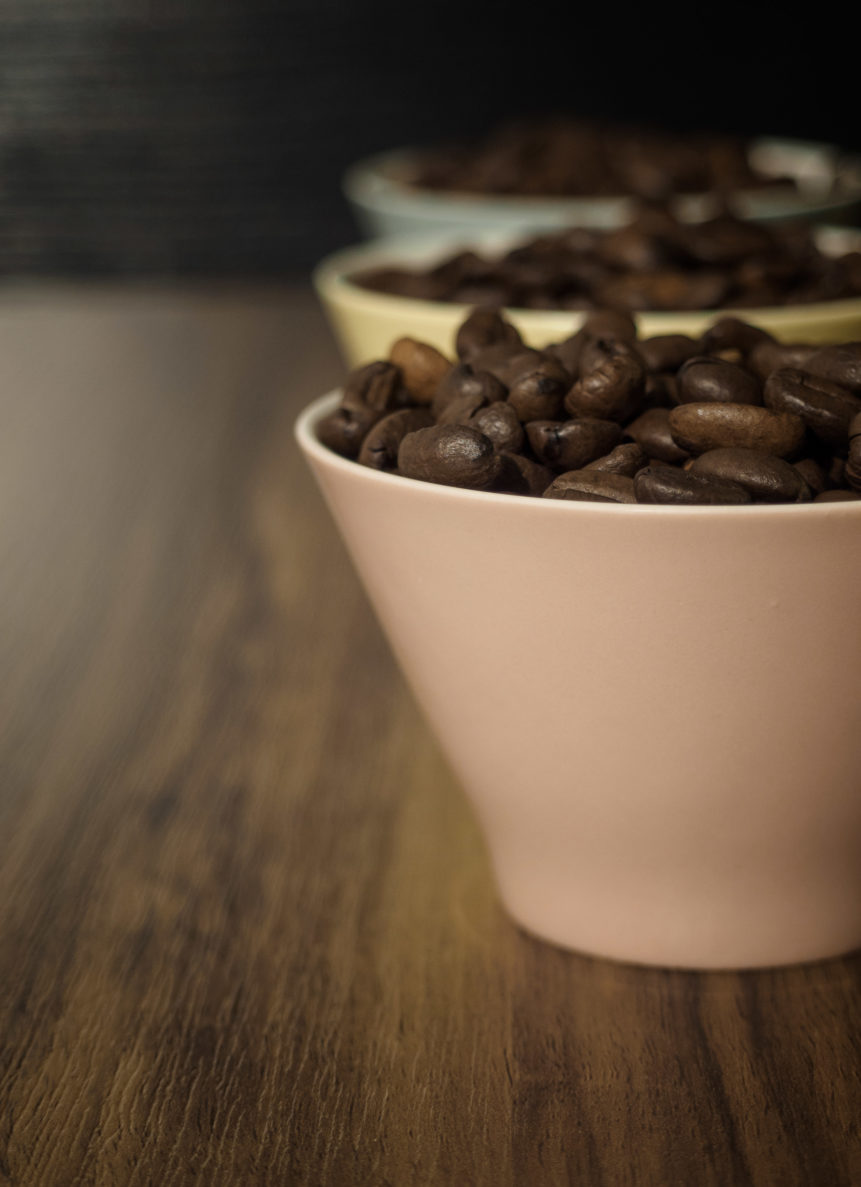 Coffee beans in small cups