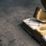 Gift with a golden bow Gift on the table