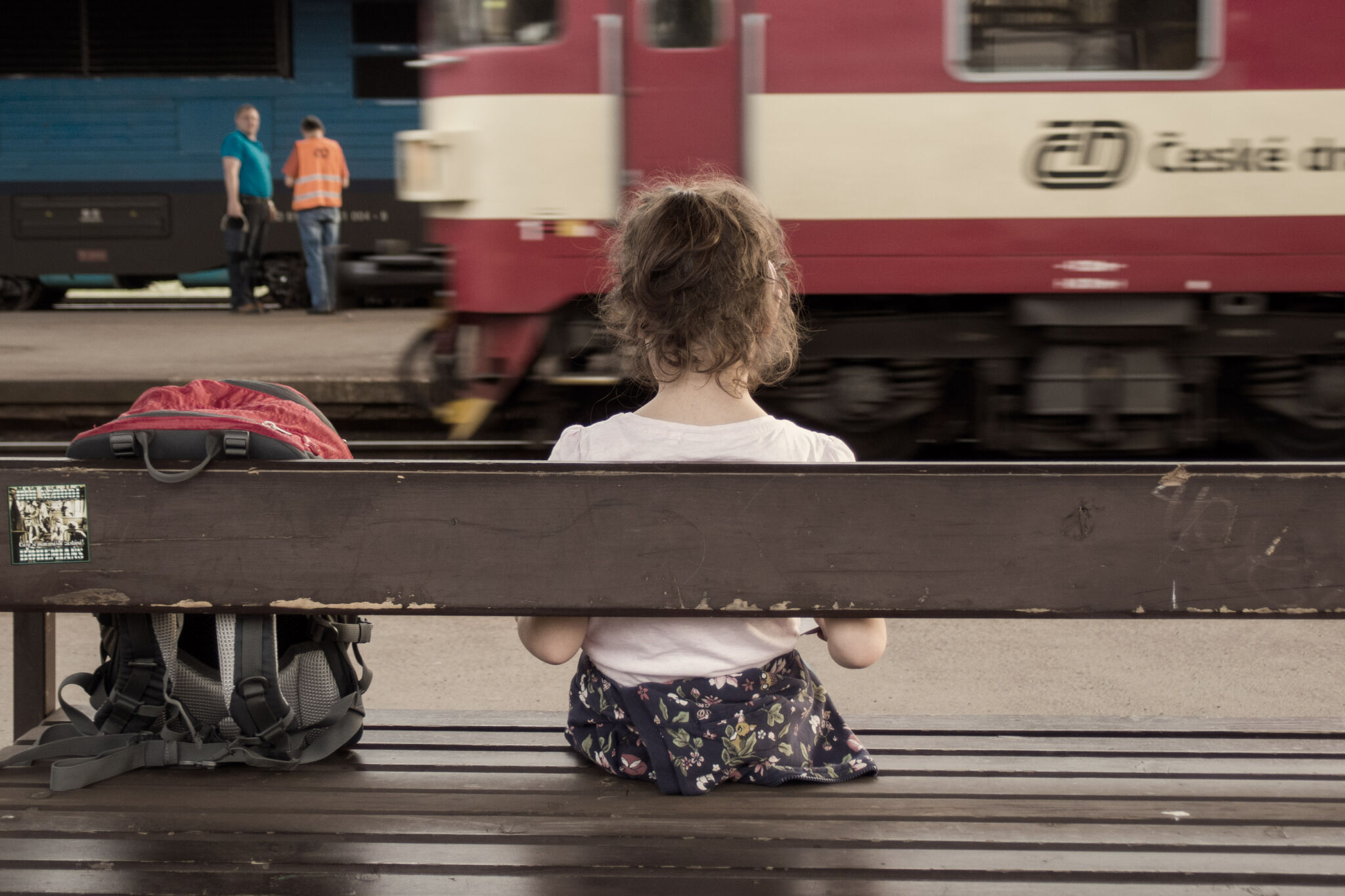 childrens sit on train