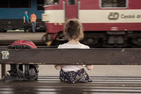 Girl at train station Girl at train station