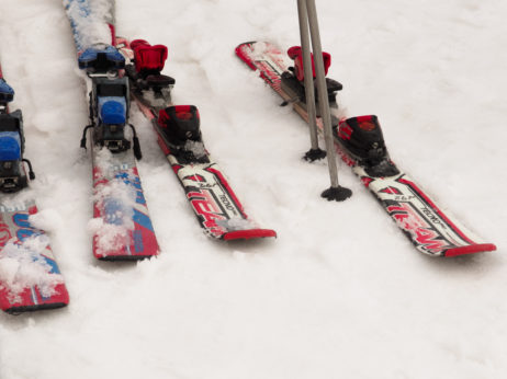 Lonely ski on the snow Lonely ski on the snow