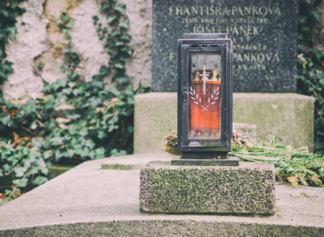 Old grave with candle Old grave with candle