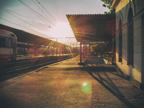 Railway station at sunset Railway station at sunset