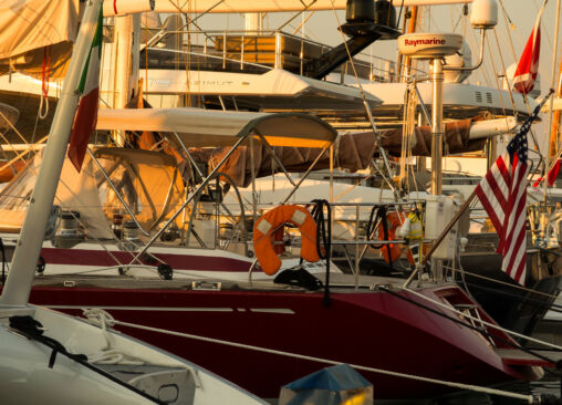 Sailboats in marina