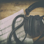 Headphones and music notes Headphones and music notes