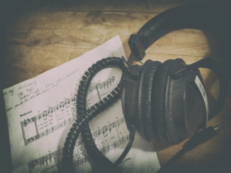 Headphones and music notes Headphones and music notes
