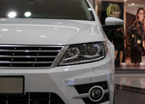 White Car On Autosalon Or Car sales White Car On Autosalon Or Car sales