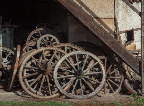 Wooden Wagon Wheels On Farm Wooden Wagon Wheels On Farm