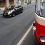 Tramway And Car Tramway And Car In Prague
