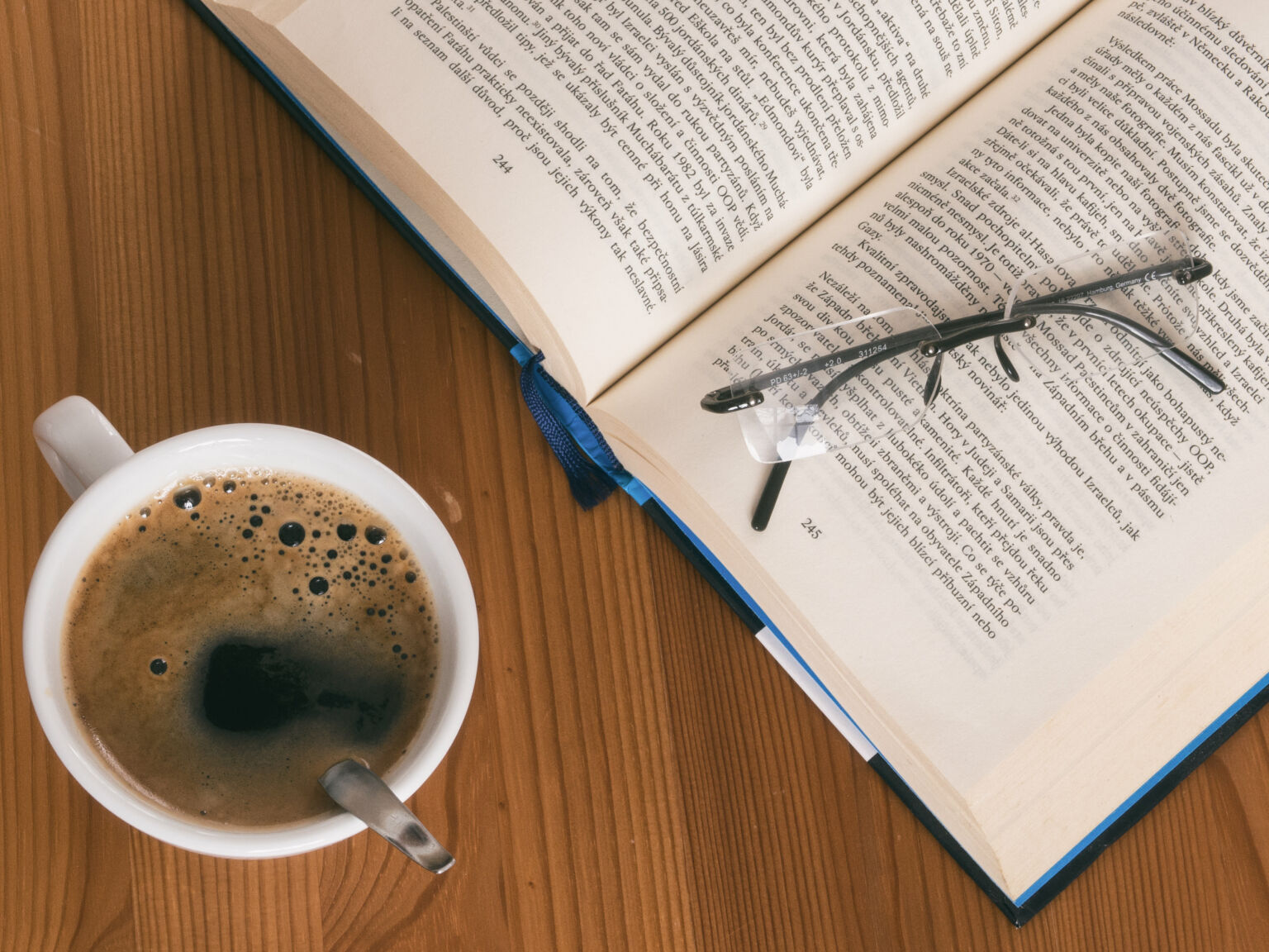 Book, Coffee And Glasses 