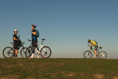 Three Bikers On The Top The Hill Three Bikers On The Top The Hill