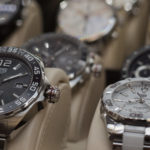 Luxury Wrist Watches In Shop Window.
