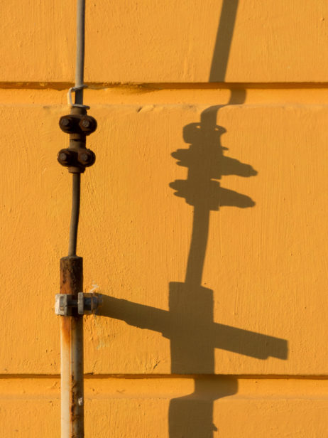 Lightning Rod Shadow On Yellow Wall Lightning Rod Shadow On Yellow Wall