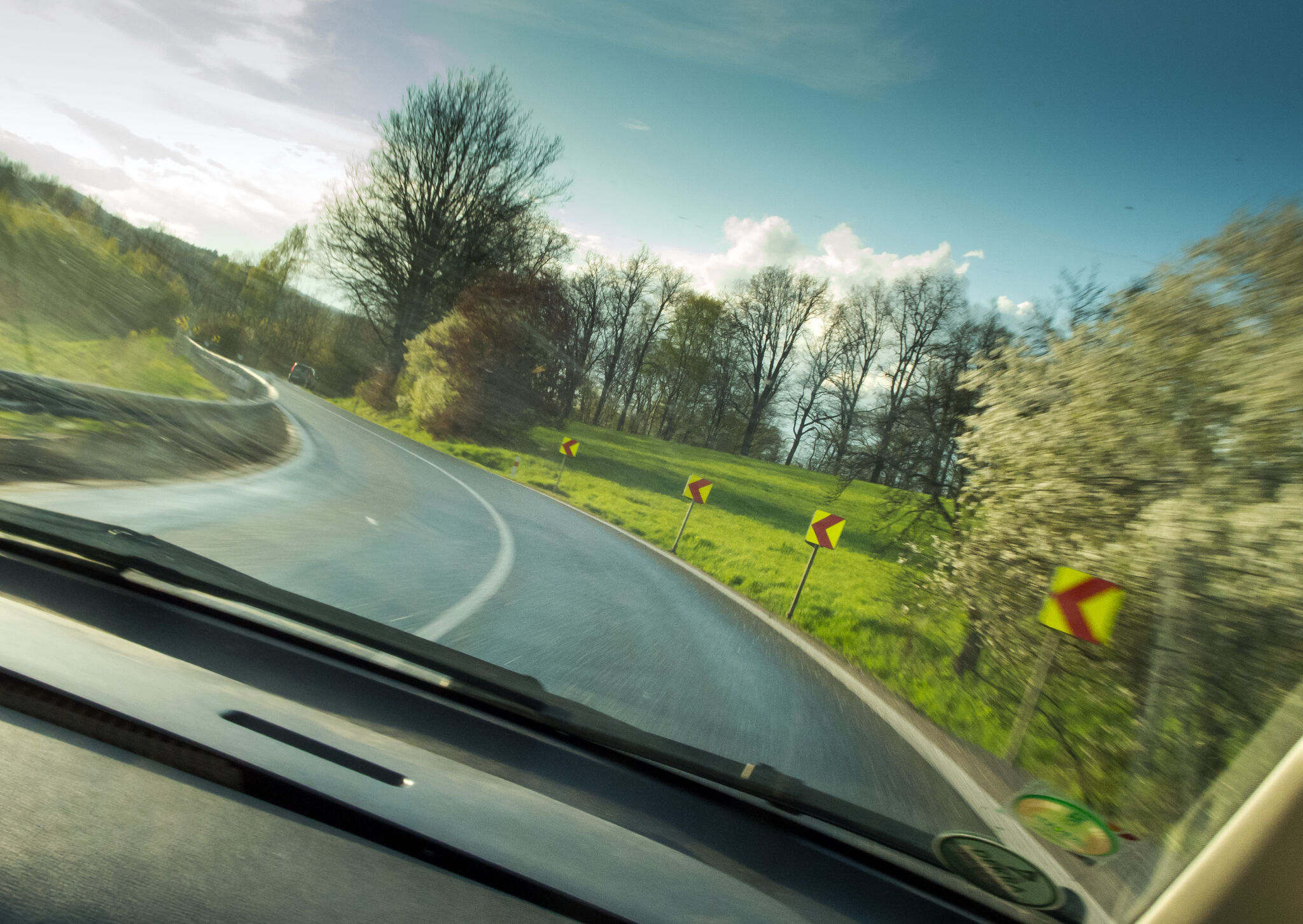 View from a fast-moving car in the curve | Free Stock Photo | LibreShot