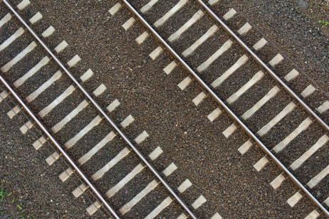 Train tracks top view Train tracks top view