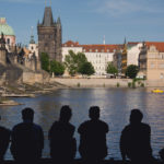 Young People Silhouettes In Prague Young People Silhouettes In Prague