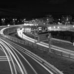The car light trails in the city