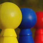 Three Colored Plastic Skittles three colors