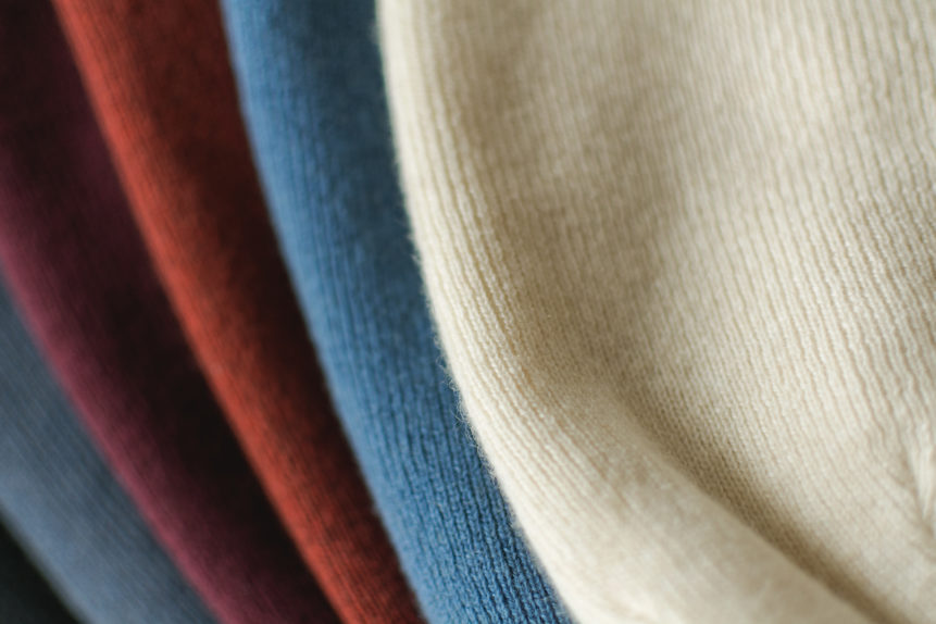 Various colored luxury wool fabrics