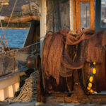 Fishing net on old ship