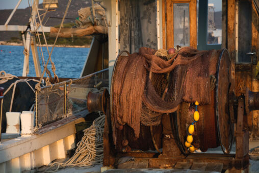 Fishing Net Reel on Old Ship