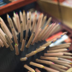 Colorful Crayons in a Hedgehog Stand Coloured pencils