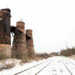Ruined factory chimeys