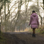 Lonely woman walking